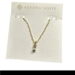 NEW Kendra Scott Gold Necklace with Clear Baguette Stone